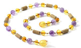 Hazelwood, Honey, Amber, Polished, Teething, Necklace, Kids, Amethyst