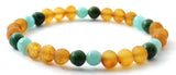 stretch bracelet amber baltic gemstone honey raw unpolished amazonite african jade green 4