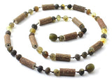 NBBR-H5 Necklace With Hazelwood and Unpolished Amber Green