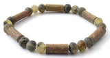 bracelet, hazelwood, amber, baltic, raw, unpolished, green, natural, healing, jewelry, stretch, elastic band 3