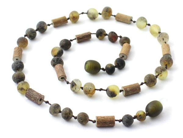 Hazelwood, Necklace, Green, Amber, Raw, Baltic, Natural, Unpolished