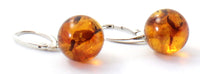 Ball, Earrings, Sterling Silver 925, Amber, Round, Jewelry, Cognac 3