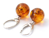 Ball, Earrings, Sterling Silver 925, Amber, Round, Jewelry, Cognac 4