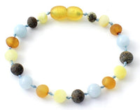 Aquamarine, Amber, Bracelet, Blue, Knotted, Mix, Raw, Anklet, Unpolished, Blue