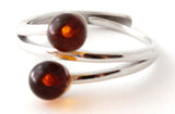 rings, amber, wholesale, jewelry, baltic, sterling silver 925, adjustable, two beads, cherry, black, cognac, brown 4