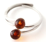 RRP-4S2 Silver Ring With Baltic Amber Beads