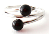 rings, amber, wholesale, jewelry, baltic, sterling silver 925, adjustable, two beads, cherry, black, cognac, brown 2