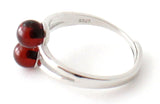rings, amber, wholesale, jewelry, baltic, sterling silver 925, adjustable, two beads, cherry, black, cognac, brown 3