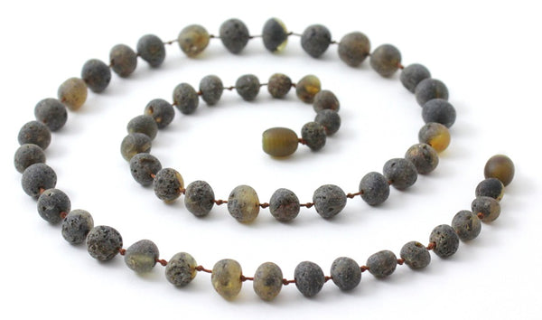For Men, Necklace, Adults, Green, Amber, Dark, Round, Baltic, Raw