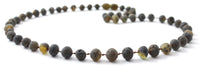 For Men, Necklace, Adults, Green, Amber, Dark, Round, Baltic, Raw 3