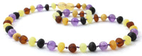 necklace gemstone amber amethyst violet purple mix multicolor baroque for kids children 2