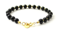 obsidian bracelet black jewelry with sterling silver 925 golden beaded gemstone for men women 6mm 6 mm 3