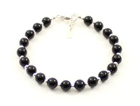 obsidian bracelet black jewelry with sterling silver 925 golden beaded gemstone for men women 6mm 6 mm 5