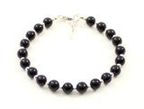 obsidian bracelet black jewelry with sterling silver 925 golden beaded gemstone for men women 6mm 6 mm 5