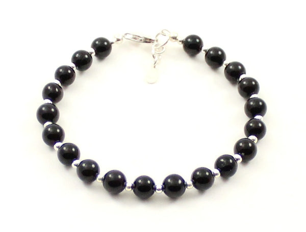 obsidian bracelet black jewelry with sterling silver 925 golden beaded gemstone for men women 6mm 6 mm 5