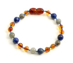 lapis lazuli amber anklet labradorite bracelet beaded jewelry teething baby boy boys blue gray
