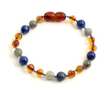 lapis lazuli amber anklet labradorite bracelet beaded jewelry teething baby boy boys blue gray
