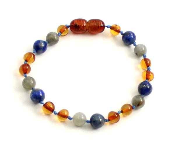 lapis lazuli amber anklet labradorite bracelet beaded jewelry teething baby boy boys blue gray