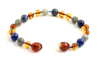 lapis lazuli amber anklet labradorite bracelet beaded jewelry teething baby boy boys blue gray 4