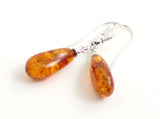 Drop, Jewelry, Earrings, Amber, Sterling 925, Cognac, Baltic, Silver 6