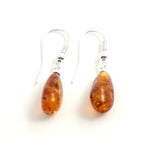 Drop, Jewelry, Earrings, Amber, Sterling 925, Cognac, Baltic, Silver 5