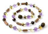 Hazelwood, Teething, Amber, Green, Amethyst, Necklace, Violet