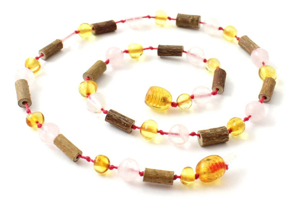 Rose Quartz, Necklace, Pink, Hazelwood, Gemstone, Honey, Amber
