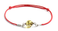 pulsera, minimalista, ámbar, rebordeado, anudado, verde, coñac, cordón rojo 5