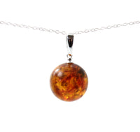 cognac, pendant, round, ball, amber, baltic, jewelry, sterling silver 925 2