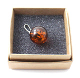 cognac, pendant, round, ball, amber, baltic, jewelry, sterling silver 925 3