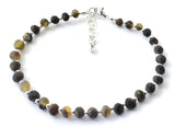 Adult, Jewelry, Anklet, Green, Unpolished, Sterling Silver 925, Amber 1