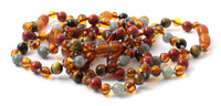 bracelets, anklets, amber, baltic, jewelry, wholesale, cognac, polished, teething, baby, red jasper, labradorite, gray, tiger eye, tifer's eye, brown 2