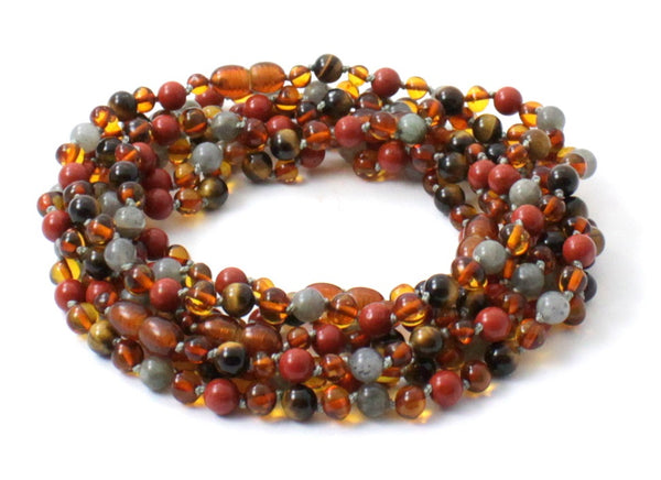 necklaces, wholesale, amber, baltic, red jasper, cognac, polished, teething, labradorite, gray, tiger eye, tiger's, tigers'