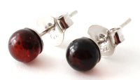 Stud, Cherry, Baltic, Amber, Jewelry, Black, Earrings, Silver, Sterling 925 3