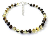 Green, Anklet, With Sterling 925, Amber, Silver, Adjustable, Polished