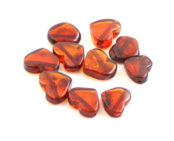 heart hearts amber baltic for jewelry making necklace drilled top