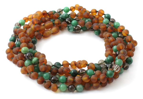 amber, teething, necklaces, raw, cognac, unpolished, smoky quartz, gray, african jade, gemstone, jewelry, baltic