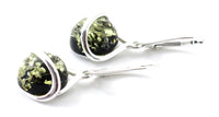 green, earrings, amber, jewelry, silver, sterling 925, drop, oval 3