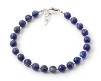 lapis lazuli šperkový náramek korálkový drahokam modrý mincovní stříbro 925 zlatý 6mm 6 mm
