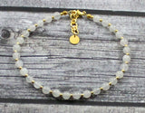 moonstone, anklet, jewelry, minimalist, sterling silver 925, jewellery, white, small bead beaded gemstone 4mm 4 mm golden 1