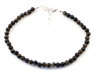 náhrdelník, minimalistický, mincovní stříbro 925, obsidián, zlatý lesk, šperky, šperky, černá, zlatý lesk 5