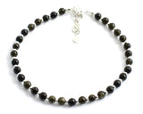 náhrdelník, minimalistický, mincovní stříbro 925, obsidián, zlatý lesk, šperky, šperky, černá, zlatý lesk