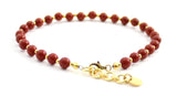anklet, red jasper, jewelry, gemstone, minimalist, small, bead, beaded, sterling silver 925 4mm 4 mm 5